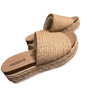 Soda Women's Beige Woven Platform Sandals